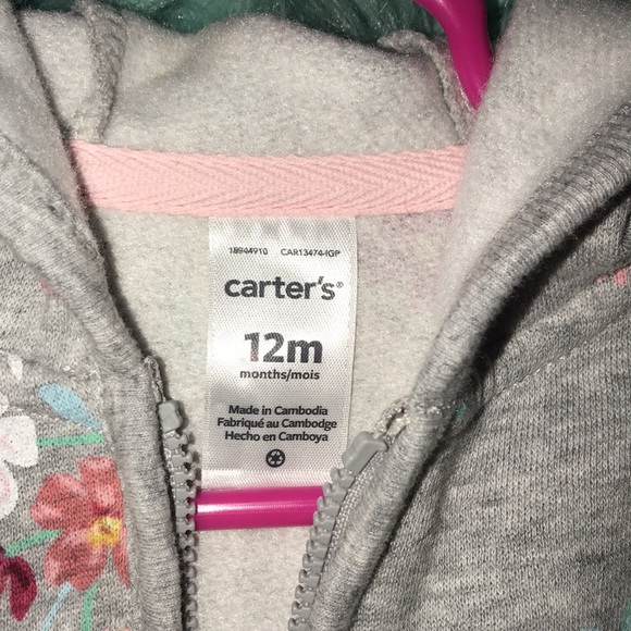 NWOT | Carter’s | 12 M | Flower print, gray jacket - Picture 3 of 7